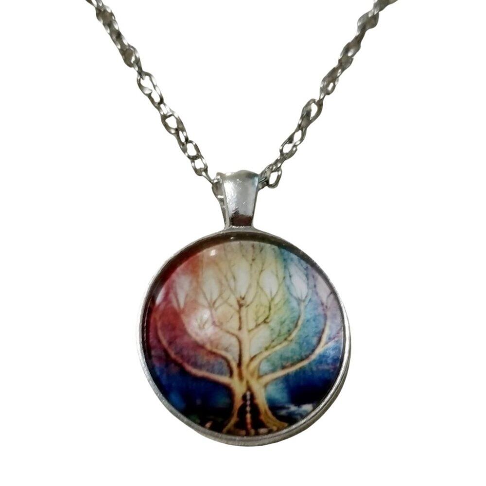 Chakras Tree Of Life Cabochon Pendant Necklace